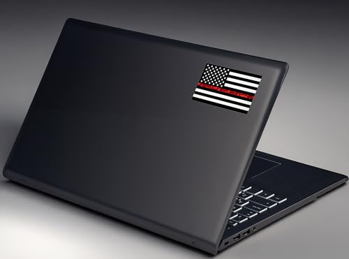 Image of Elektroplate Firefighter Thin Red Line USA Flag Reflective Decal (3.8 inch x 2.3 inch) | Premium Auto-Grade All Weather Sticker for Car, Water Bottle, Laptop, Tablet, Cooler, Phone & More | Made in USA