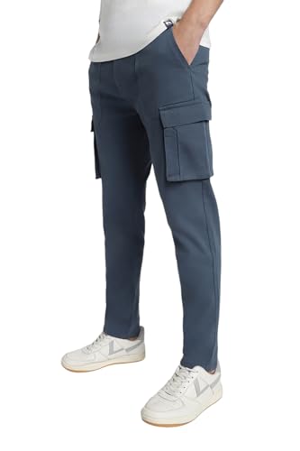 Image of Dennis Lingo Mens Cotton Lycra Mid Rise Relaxed Fit Solid Trousers