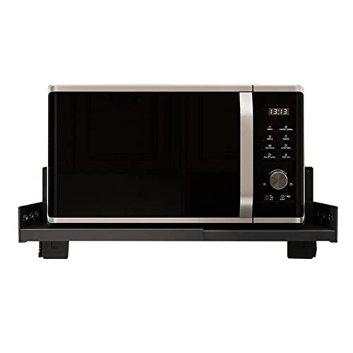Estante de almacenamiento para microondas montado en la pared con ganchos, estante de cocina que ahorra espacio y diseño elegante para soluciones eficientes de almacenamiento de cocina