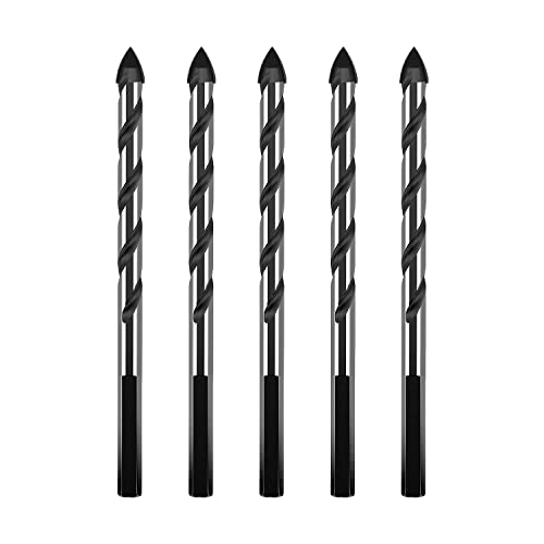Huhao 5Pcs Concrete Drill Bit Set Masonry Drill Bit Set Professional Carbide Drill Bits Extension Drill Bit Set 1/4 Inch（6Mm）For Glass, Tile, Plastic, Wood, Concrete, Cement, Metal #TOP11