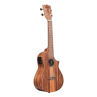 KALA Teak Tri-Top Concert Ukulele with Cutaway and EQ Included Padded Gig Bag - Les Beatles, Paul McCartney, John Lennon, RIngo Starr, George Harrison