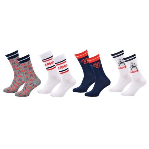 Ozabi Pack de calcetines para hombre JAWS: Tiburón (43/46, Lote de 4 pares 1987)