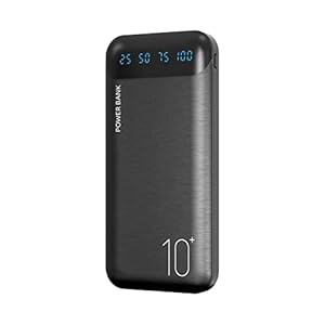 Power Bank 10000mAh Mobile Phone Portable Charger External Battery Pack with 2 USB 2.4 A Outputs and USB C Input Compatible with Huawei iPhone 12 11 X iPad Samsung Galaxy S20 Android Tablet (Black)