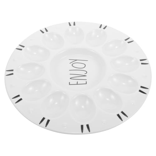 Unomor Ceramic Egg Tray for Deviled Eggs Elegant Platter for Appetizers Serving Plate for Gatherings and Dining Easy to Clean Design