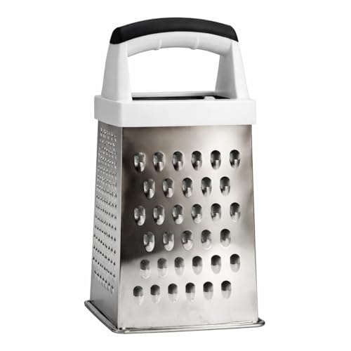 Ralador 4 Faces em Aço Inox com Alça e Base Estável para Uso Diário na Cozinha Ralador 4 Lados Folha de Flanders e PP