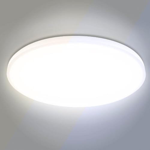 Panel LED para techo y pared, color blanco, redondo, diámetro de 30 cm, 3CCT 3000/4000/6000 K mediante interruptor DIP, 1800 lm, 18 W, 120°, CRI80Ra, sin parpadeos, fuente de alimentación integrada