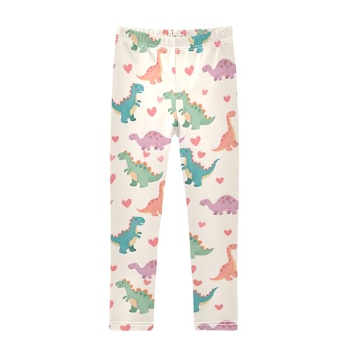 Cartoon Dinosaur Love Girls Leggings Soft Stretch Workout Yoga Dance Pants for Kids Casual Tights