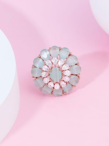 Cubic Zirconia Bling Statement Brass Ring - ZPFK16110