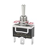 Baomain 1-Pack Toggle Switch,ON-Off-ON SPDT 3-Pin 15V/250V AC,12mm mounting Hole,1/4' tab Terminal,for Household Appliances, Industrial Equipment, Electronic Projects