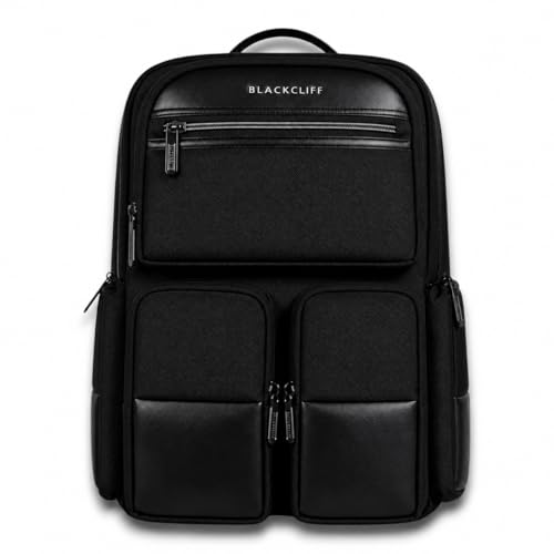Image of BLACKCLIFF Apex Pro Premium Lightweight Laptop Backpack for Men & Women | Water-Resistant Stylish Bag with Vegan Leather, USB Charging Port, 16-Inch Laptop Sleeve | Office, College, Travel & Daily Use