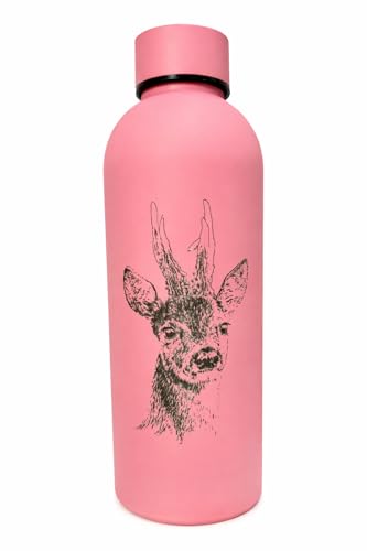 Termo de Acero inoxidable 500ml con Grabado Láser de Corzo - Botella Térmica Reutilizable para Caza y Naturaleza.