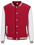 TRIFUNESS Varsity Jacket Letterman Jacket Baseball Jacket with Long Sleeve Banded Collar Burgundy