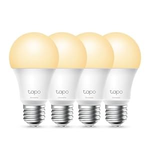 TP-Link Tapo Smart Light Bulbs, 800 Lumens (60W Equivalent), 2700K Soft Warm White LED Bulb, Dimmable, Compatible with Alexa and Google Home, No Hub Required, A19 E26, Tapo L510E (4-Pack)