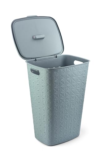 Curver Corbeille à Linge Softex 56L - Design Élégant - Légère, Empilable et Pratique - 70% recyclé - 59 x 43 x 34 cm - Bleu