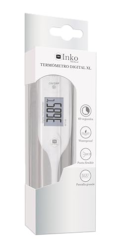 Termómetro Digital Clínico con Punta Flexible – MARCA ESPAÑOLA, Medición Rápida 60s, Pantalla XL, Resistente al Agua, Apto para Bebés, Niños y Adultos
