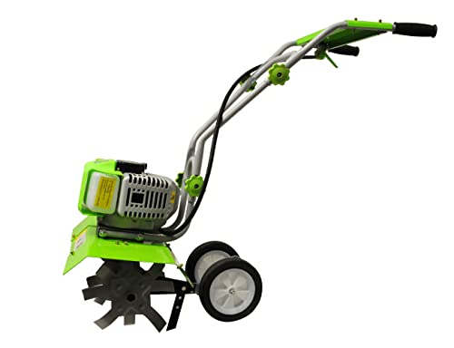 BASS POLSKA Tiller Cultivador Manual Fácil de operar Afloja la Tierra para el jardín Jardín Mantenimiento de la vegetación 4 en 1 Ancho de Trabajo 350 mm Motor 63 CC Cover