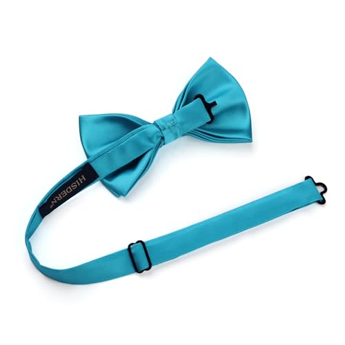 Image of HISDERN Bow Ties for Men Solid Color Pre-Tie Bow Tie and Pocket Square Set Classic Formal Tuxedo Bowties for Wedding Party