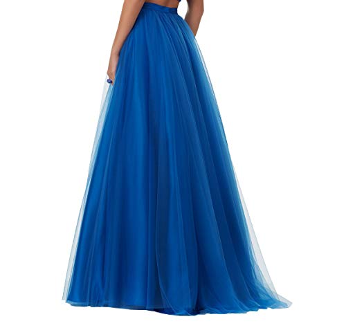 Diydress Women's Long Tutu Tulle Prom Party Skirt A Line Floor Length Formal Skirts Light Blue2