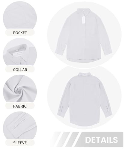 AKEFUN Womens Summer Linen Shirts Casual Button Down 2026 Long Sleeve Cotton Top Blouse Shirt with Pocket White