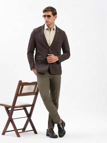 Image of SHOWOFFFF Men Solid Single Breasted Casual Blazer | Notched Lapel Full Sleeves Cotton Blazer for Mens | Slim Fit Regular Length Blazer for Men's