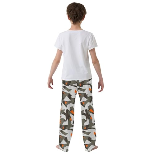 ZZXXB Geometry Camouflage Boys Long Pants Soft Trousers Elastic Waist Kids Lounge Bottoms with Pockets S-XL3
