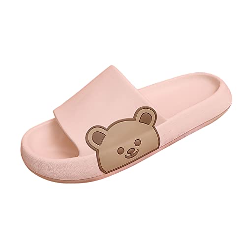oiangi Couple Indoor Cute Eva Slippers Non-Slip Platform Slippers for Men and Women Bear Pattern Bathroom Household Slip-on Sandals