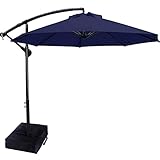 ABCCANOPY Patio Umbrellas Cantilever Umbrella Offset Hanging Umbrellas 10 FT Outdoor Market Umbrella with Crank & Cross Base for Garden, Deck, Backyard, Pool and Beach, 12+ Colors (Navy Blue)