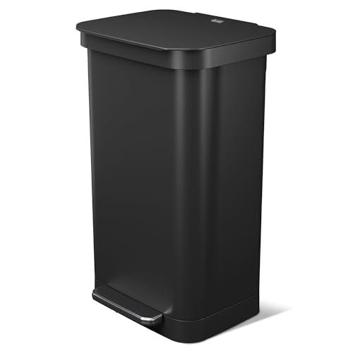 Image of Glad Stainless Steel Step Trash Can, Series 2 with Clorox Protection - Large Black Kitchen Garbage Bin with Soft Close Lid, Foot Pedal and Waste Bag Roll Holder, 20 Gallon