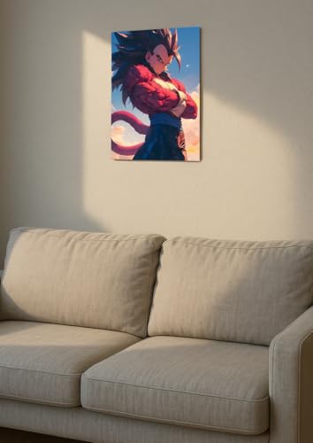 Image of NIJUKA Anime Printed A4 Size Metal sheet Poster For Home And Room Decoration | For Anime Art Fans Boys And Girls (Cool Look SS 4 Vegeta)