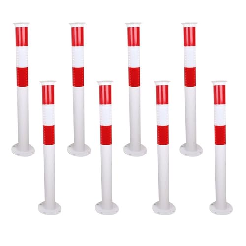 Snaweo 安全ボラードポスト、駐車場ポール、バリケード、クラッシュコラム、スチールボラードポスト、道路安全のための反射交通ポスト、交通に敏感なエリアに最適(Red,100CM 8pcs)