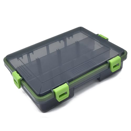 DFZHiuat Boîte d'organisateur de leurres de pêche en plastique à double face, boîte de rangement transparente pour matériel de pêche, étui pour leurres,...