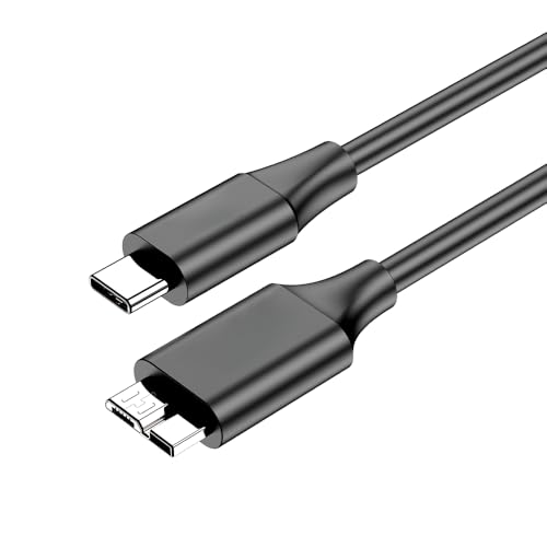 Cabo USB-C Tipo C para Micro B 3.0, Compatível com HD Externo e SSD, Premium, Velocidade até 5Gbps, Preto
