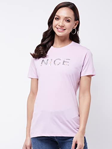 Image of Modeve Women Printed Cotton Blend Half Sleeve Round Neck T-Shirt for Summer