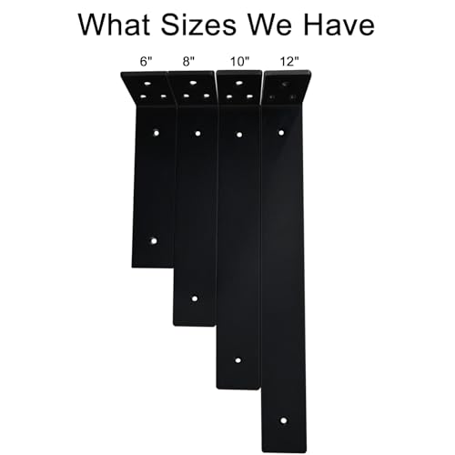 Votzaaq Shelf Brackets 6 Inch, 6 Pcs Floating Shelf Bracket Industrial Wall Mounted, Black Coated Metal L Brackets For Shelves With 3Mm Thick For Kitchen thumb #5