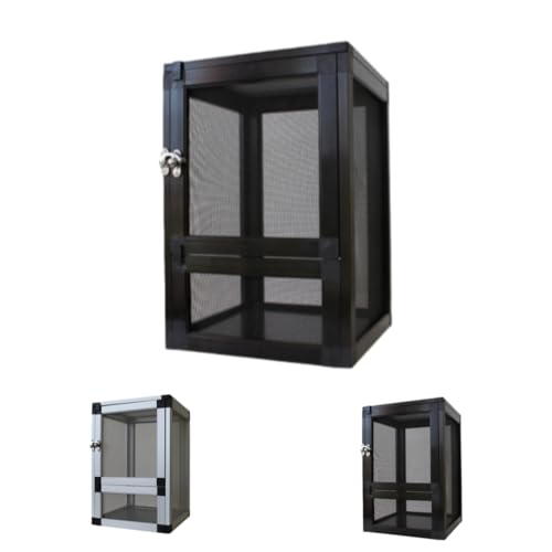 飼育ケージ 透明ガラス メッシュ蓋付き 付属品3個 爬虫類ケージ 飼育