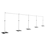 Hecis10ftx40ft Pipe and Drape Backdrop Stand Kit, Heavy Duty Backdrop Stand, Adjustable Metal Background Stand for Parties Birthday Party Baby Shower Wedding Decorations