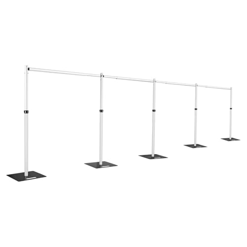 Hecis10ftx40ft Pipe and Drape Backdrop Stand Kit, Heavy Duty Backdrop Stand, Adjustable Metal Background Stand for Parties Birthday Party Baby Shower Wedding Decorations