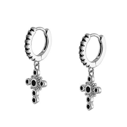 Boucles d'oreilles femme croix blanc rond zircone le cadeau idéal en argent