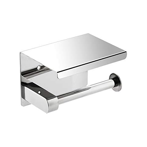 GULICA Toilet Paper Holder, Toilet Paper Roll Holder with Phone Shelf, Wall-Mounted with Screws for Bathroom & Kitchen, Mirror Cover