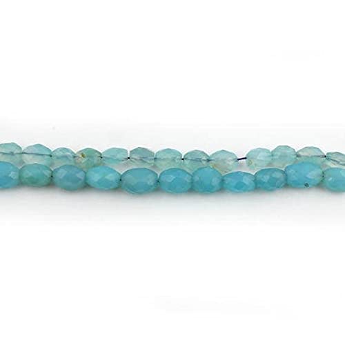 Calcédoine Bleue perles facettées briolettes ovales 10x8mm pour création de collier