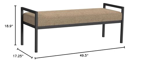 Image of HomePop Modern Metal Bench|Bench for Living Room & Bedroom | Decorative Home Furniture - Brown Boucle