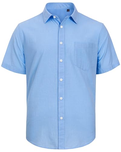J.VER Men's Linen Short Sleeve Shirts Cotton Casual Lightweight Button Down Shirt Beach Vacation Summer Tops with Pocket