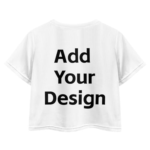 Image of Girls Fashion Crewneck Tee Shirts Casual Short Sleeve Crop Top Summer Outfits 5-14 Years Old