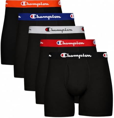 Champion Men's Everyday Cotton Stretch 5 Pack Boxer Briefs, Total...