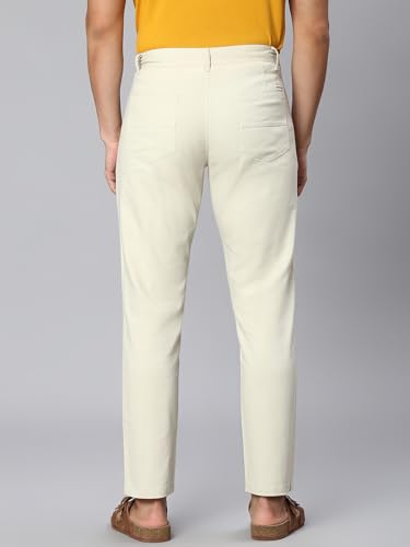 Image of Hubberholme Men's Tapered Fit Cotton Trousers, Ankle Length Button Closure Chinos