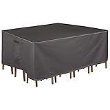 Leader Accessories Rectangular/Oval Patio Table Cover 600D Heavy Duty Dining Table Cover Outdoor Waterproof Patio Furniture Cover-Dark Grey (90'(L)×60'(W)×28'(H), Grey)