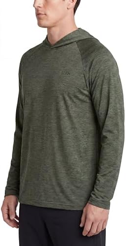 Eddie Bauer Men’s Hooded Long Sleeve Rash Guard Shirt – Sun Protection, Lightweight Quick Dry Hoodie with Stretch, Loose Fit, Patina - Burlap, Small