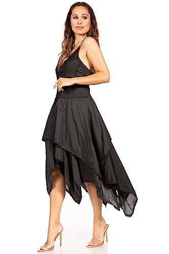 Image of Sakkas Lady Mary Jacquard Corset Style Bodice Lightweight Handkerchief Hem Dress