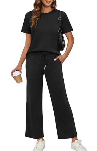 XIEERDUO Womens Lounge Sets Two Piece Summer Outfits Spring Travel Loungewear Short Sleeve Vacation Tracksuits Cozy Airport Airplane Track Suit Ladies 2026 Clothes Clothing Loose Fit Khaki XXL - view 1