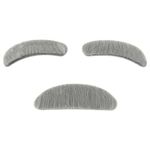4E's Novelty Fake Gray Stick-on Mustache & Eyebrows - Kids Old Man Costume For Boys, Halloween Costume Accessories, Old Man Dress Up, Grandpa Costume Accessories Kit
